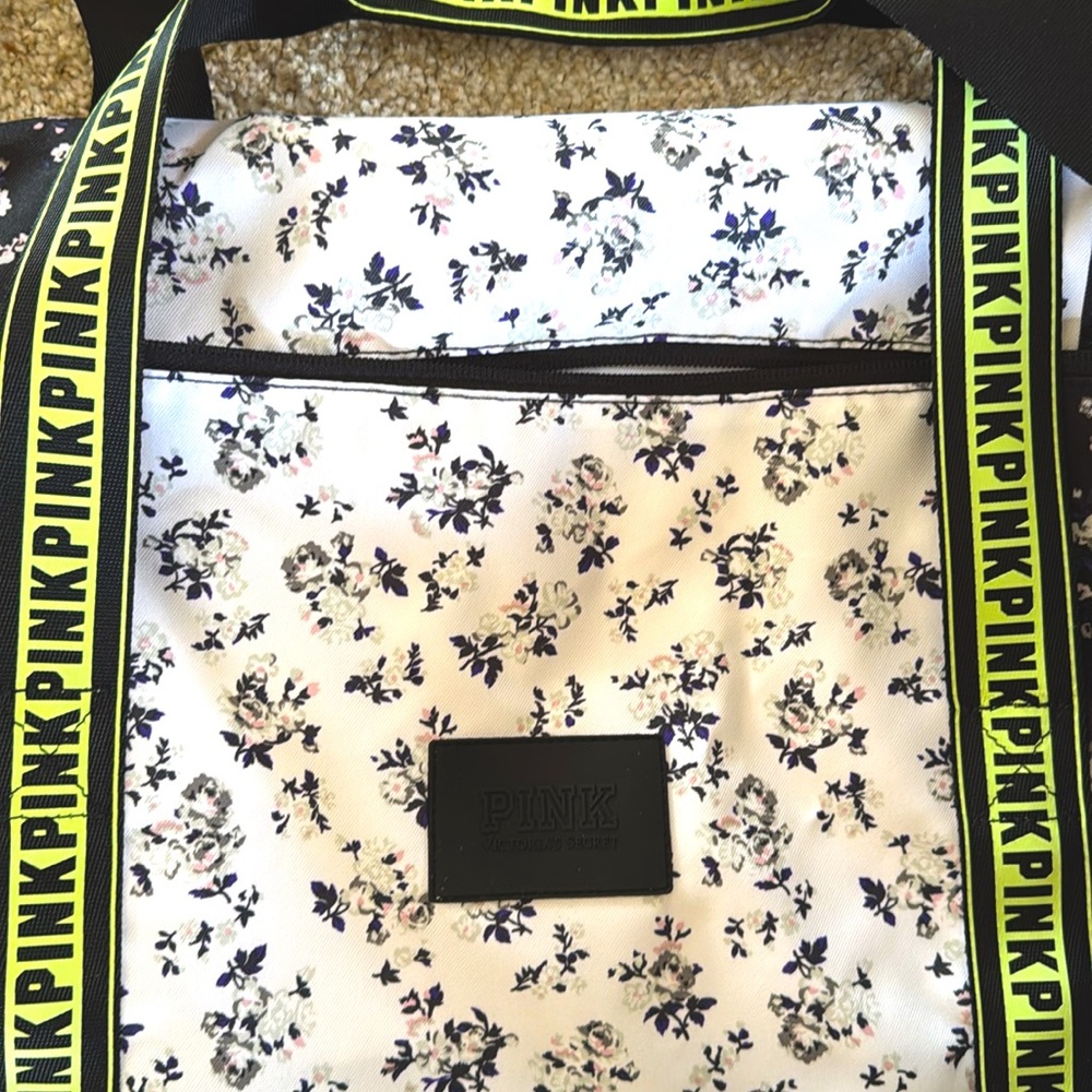 Floral Black and White Duffel Bag - Picture 2 of 3